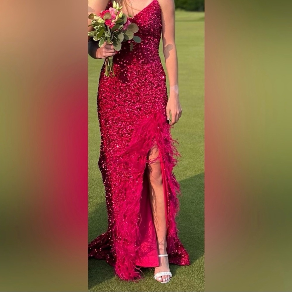 Elegant Red Sequin Evening Gown